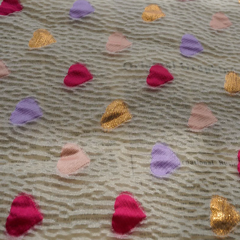 قماش تول منقوش على شكل قلب لفستان الربيع والصيف، قماش مصمم تنورة توتو نسائية على الموضة بالمتر