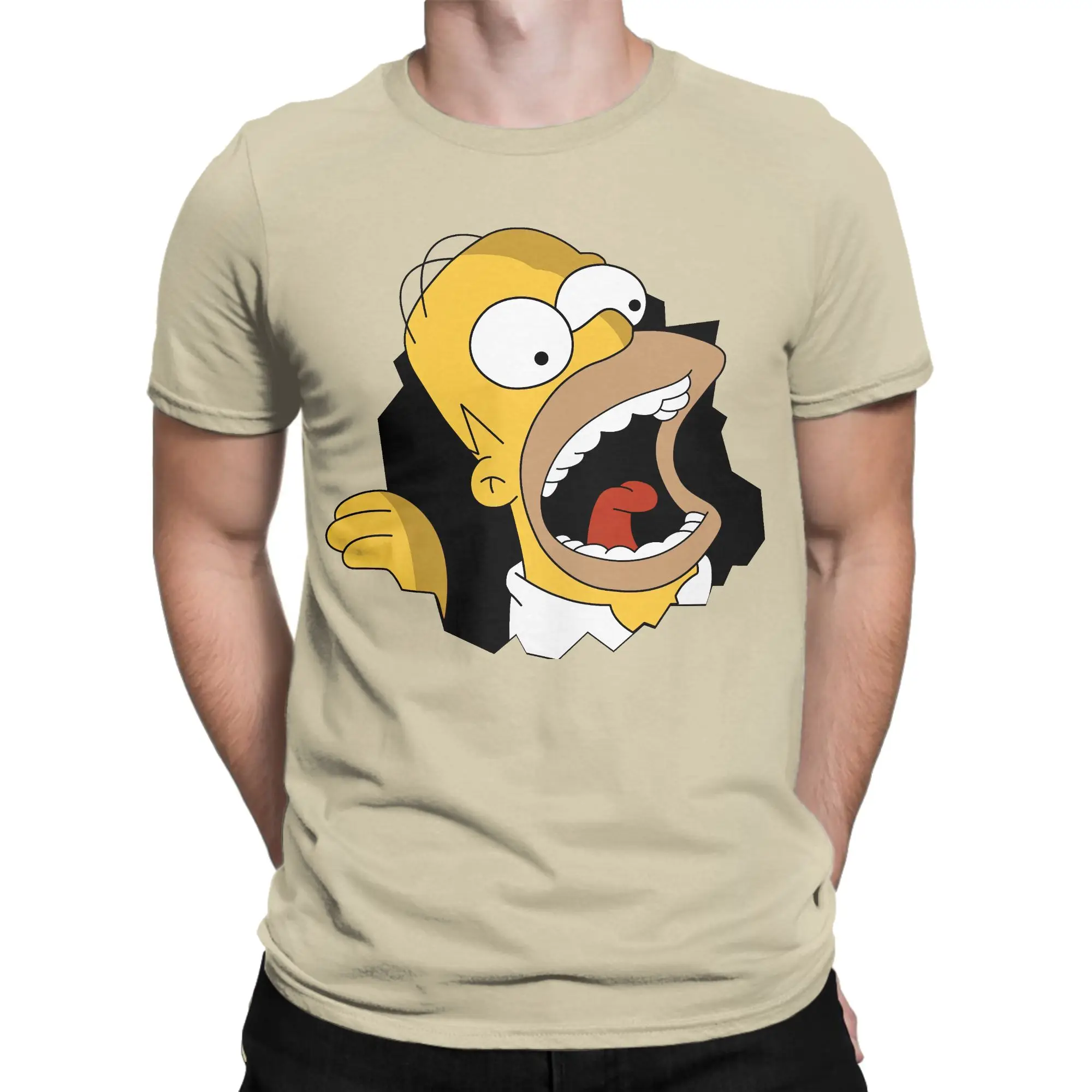 Novelty Cartoon The S-Simpsons T-Shirt for Men Crewneck Cotton T Shirts  Short Sleeve Tees New Arrival Clothes