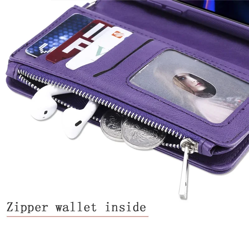 Etui z odłączanym magnesem do iPhone'a 16e 15 Pro Max 14 13 Mini 12 11 SE3 SE2 XR 8 7 Plus Skórzane etui na karty Pokrowiec na torebkę — zdjęcie produktu 4