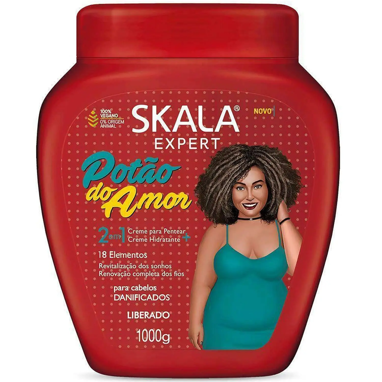 Mascarilla Potao do Amor, Skala, Tratamiento en Crema, Crema para Peinar, Crema para cabellos frágiles, Leave-in Acondicionador, Vegano, sin sulfatos, parabenos y siliconas, Crema acondicionadora para