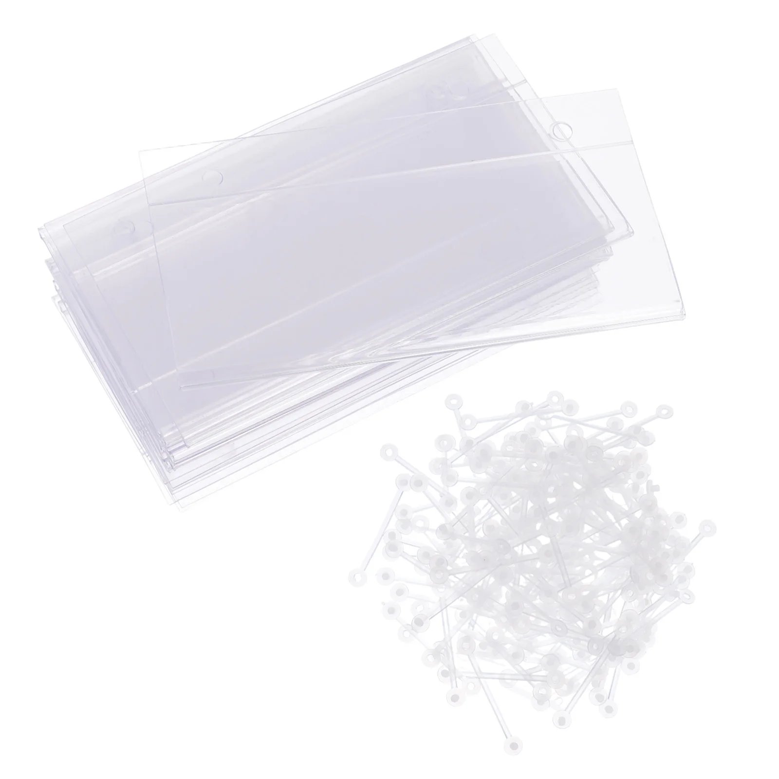 

100Pcs Price Tag Holders Clear Wire Shelf Label Holders Dual Hook Design Retail Supermarket Display Clips Shelf Label Holder