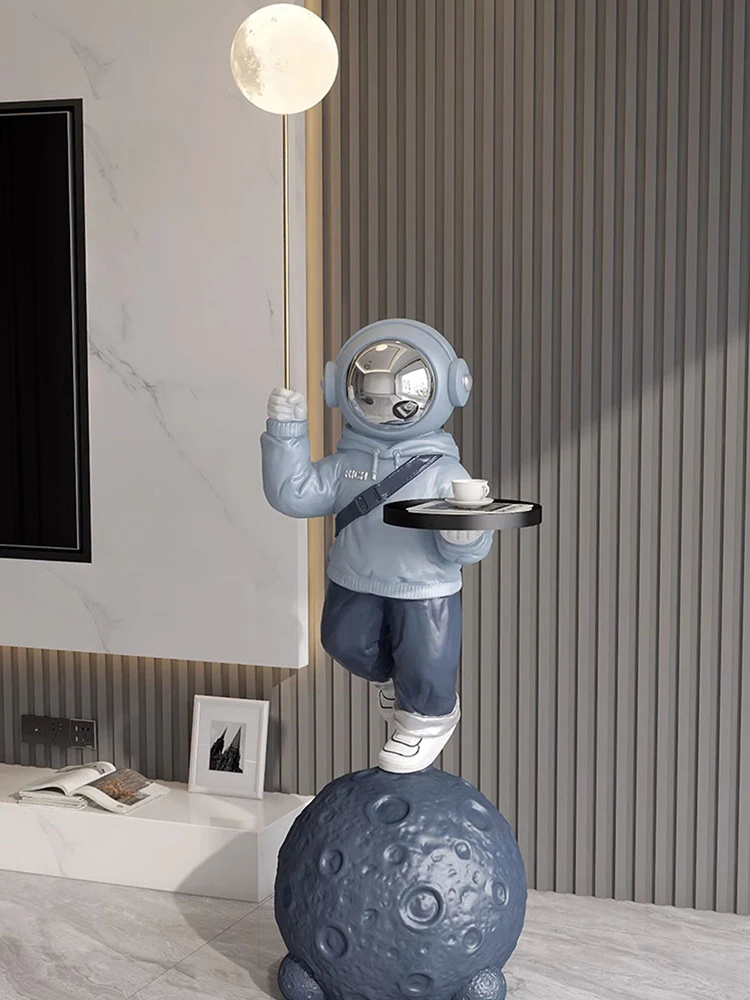 Decorazioni per la casa astronauta statua vassoio portaoggetti ornamento di benedizione soggiorno grande scultura astronauta luminoso figurina