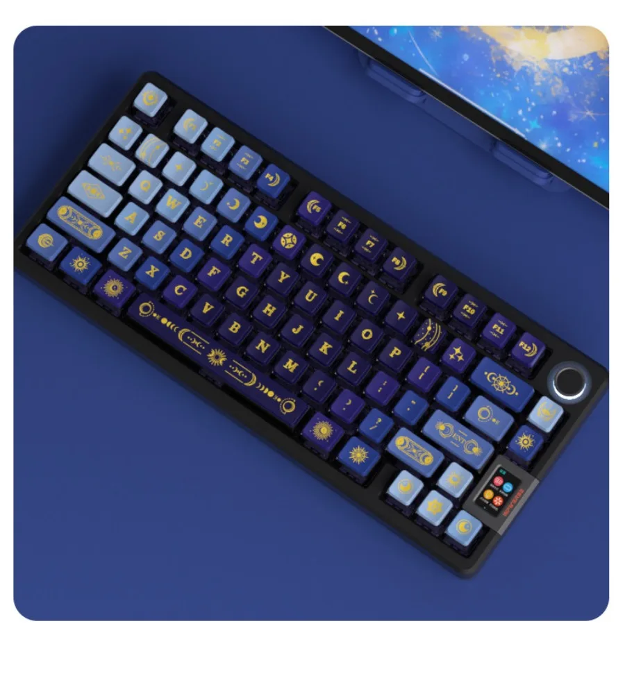 Starry sky four sides through PBT heat sublimation transparent crystal transparent keycap double leather milk DIY custom OEM