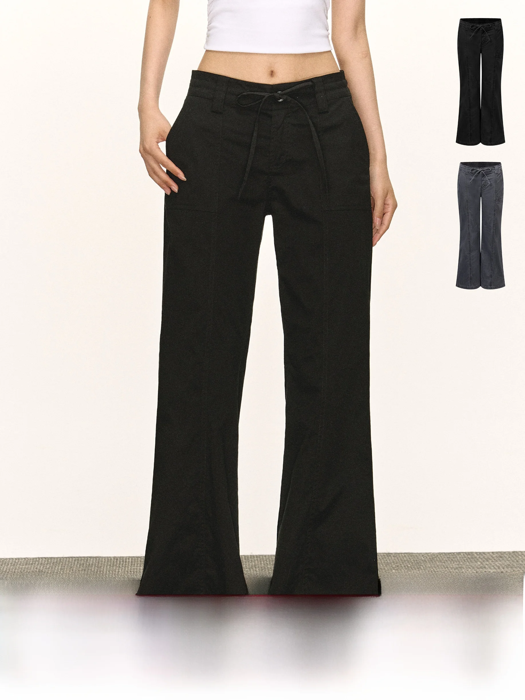 

Ariseism American Sle Retro Casual Pants Women's Summer New Long Pants Low Waist Zipper ket Straight Leg Slim Fit