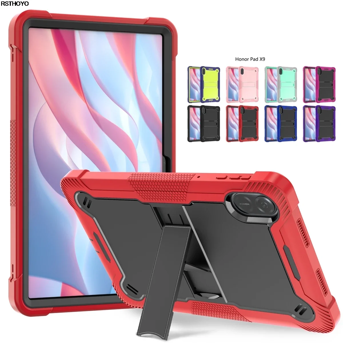 4 in1 Heavy Armor Silicone Tablet Case for Honor Pad X9 11.5 Inch 2023 Honor X8 Pro Hard with Bracket Shockproof Protect Cover