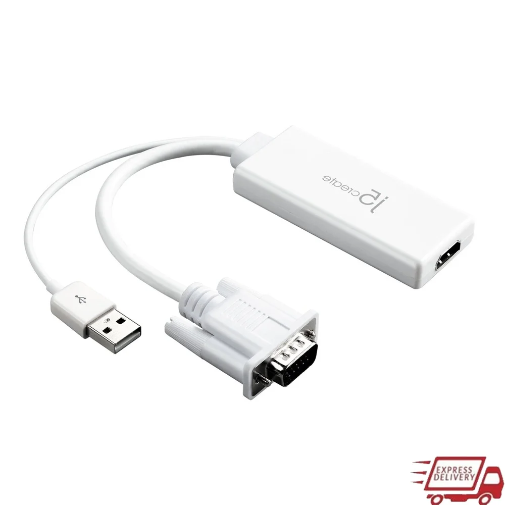 

Видео-аудиоадаптер VGA-HDMI, конвертер с питанием от USB 1080p, настольный ноутбук, проектор, монитор Plug and Play, компактный дизайн