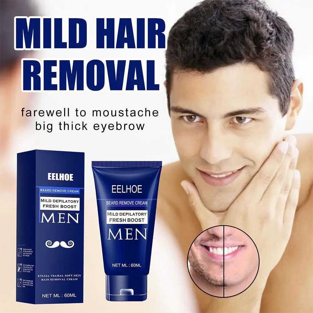 60ml Man Painless Hair Removal Cream Create Smooth Skin for FACIAL Arm Legs Body Inhibitor Natural Gentle