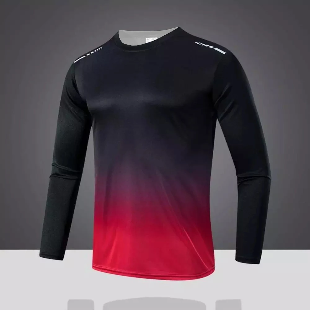 Men's Long-Sleeve Gradient Quick-drying Sports T-Shirt For Fitness Running Outdoor Adventure Activities Summer Breathable Comfy