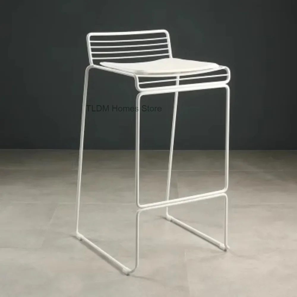 Metal White Bar Stools Modern Comfortable Office Design MinimalistNordic Kitchen Elegant Bar Chair Counter Library Furniture