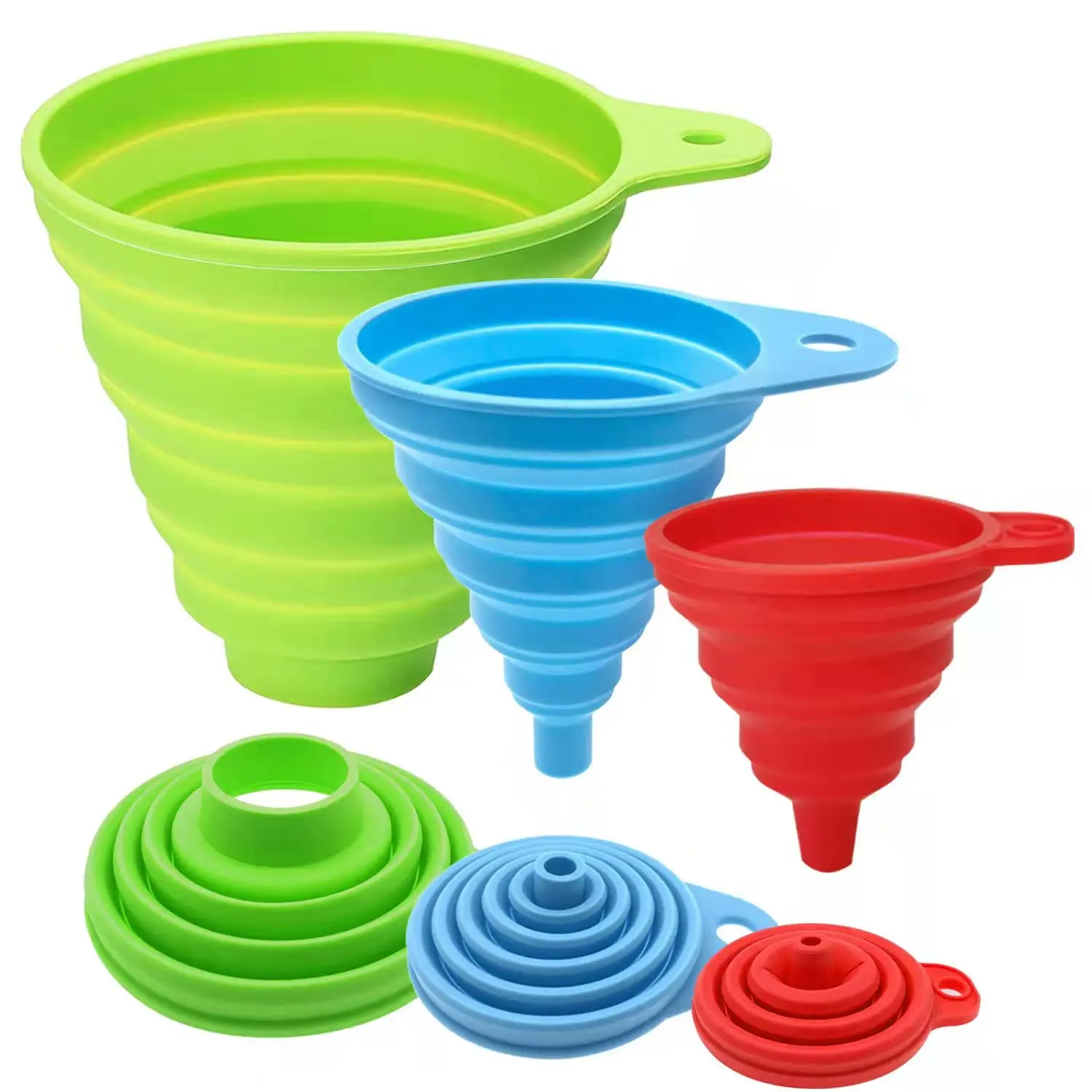 Silicone Funnels For Kitchen Use Filling Bottles ,Liquid, Powder Transfer (3 Pcs ) ,1 Mini/1 Small/1 Wide Mouth Funnel Set