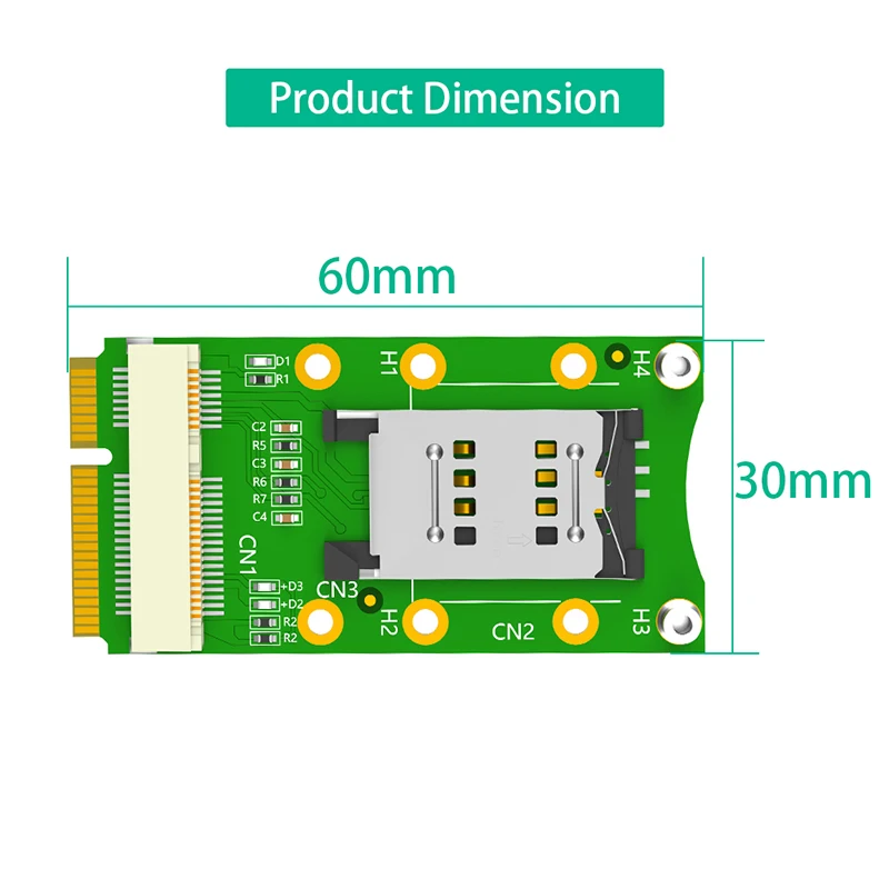 Mini Adaptador de Slot PCIE para PCI Express, Slot com Indicador LED, Riser para 3G, 4G, WWAN, LTE, GPS, Módulo, Novo