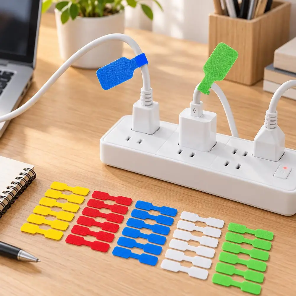 20Pcs Writable Cable Labels Nylon Hook and Loop Cord Tags Color Coded Wire Marker Reusable Cable Straps for Wire Management