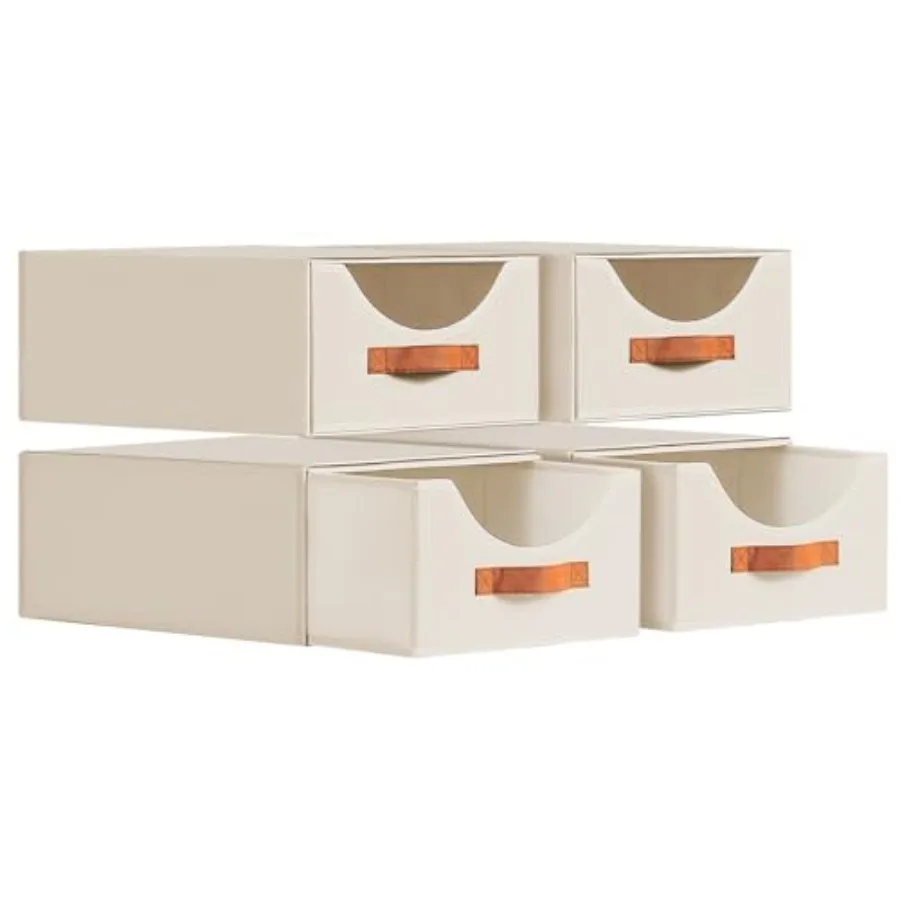 

Closet Organizers and Storage - Large Stackable Storage Bins with Drawer, Fabric Bins for Organization, Collapsible Drawer Orga