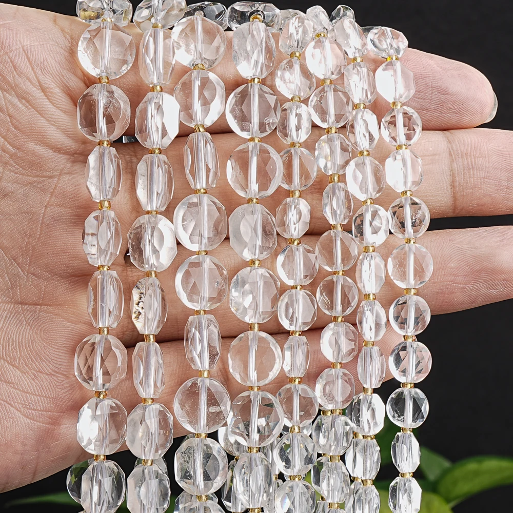 Transparent Clear Crystal Quartz Faceted Beads 8/10mm Bulk Healing Gemstone Beads for Jewelry Making DIY Bracelet Necklace
