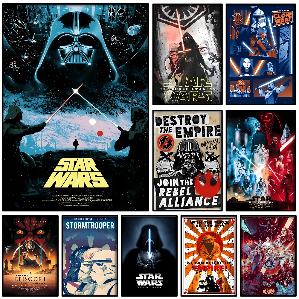 Film S-Star W-Wars Poster Self-adhesive Art Waterproof Paper Sticker Coffee House Bar Room Wall Decor