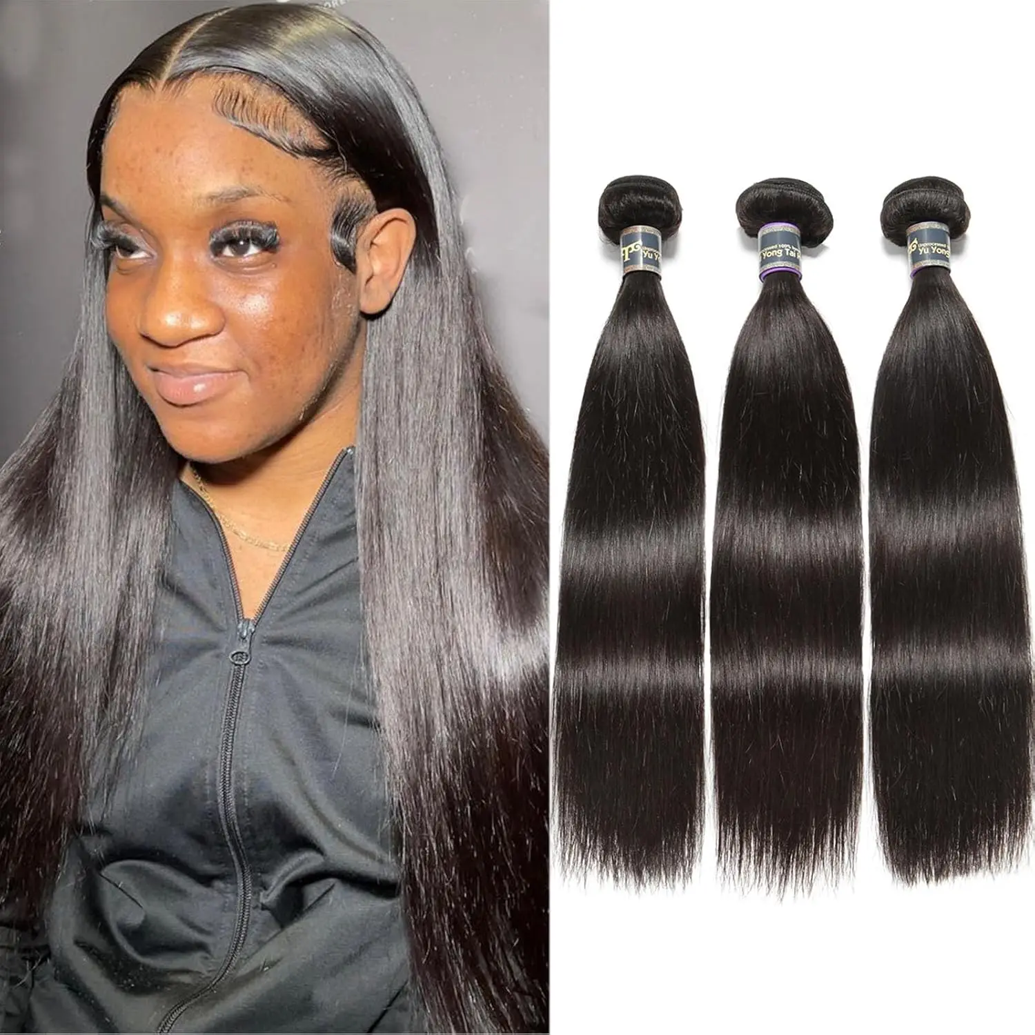 Straight Human Hair Bundles 100% Unprocessed Brazilian Raw Virgin Human Hair Bundles 14 16 18 Inch Straight Bundles Human Hair