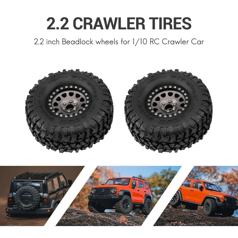 

4PCS Metal 2.2 Beadlock Wheel Rim Tires Set For 1/10 RC Crawler Car Traxxas TRX4 TRX6 Axial SCX10 RR10 Parts