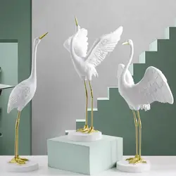 Modern Crane bocian Egret Birds figurka ręcznie robiona statua figurki z żywicy stojący żuraw statua Ornament kryty Home Decor