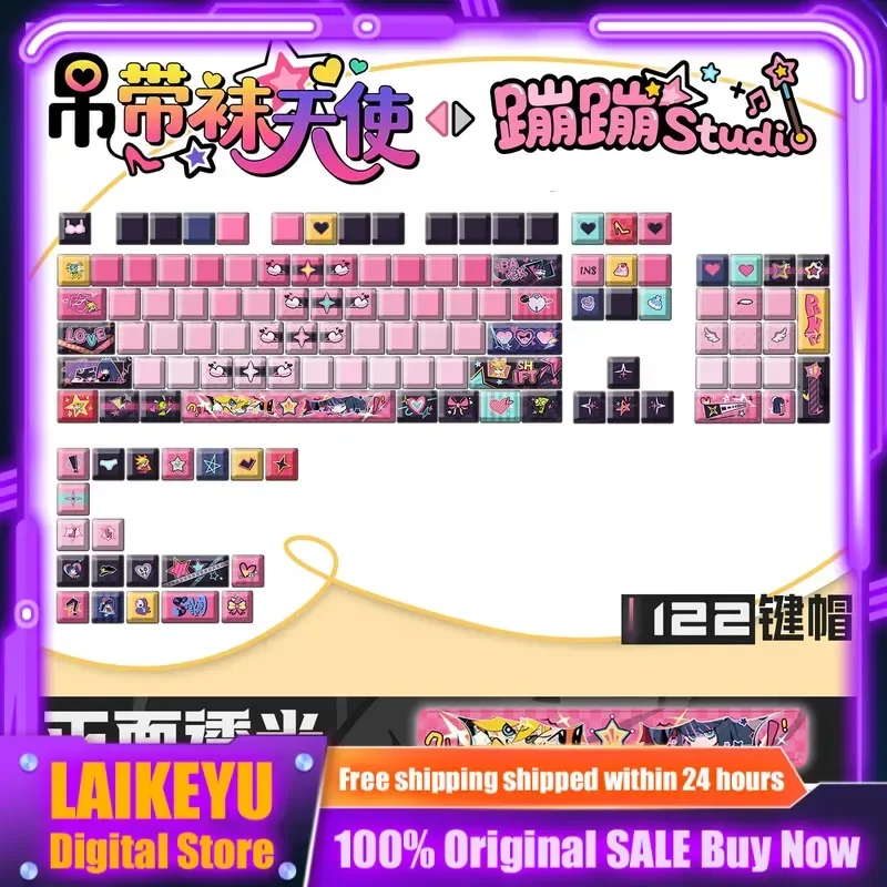 Original Suspender Socks Angel Anime Theme Keycaps Pbt Mechanical Keyboard Pc Game Keyboard Collection Gifts Custom Keycaps