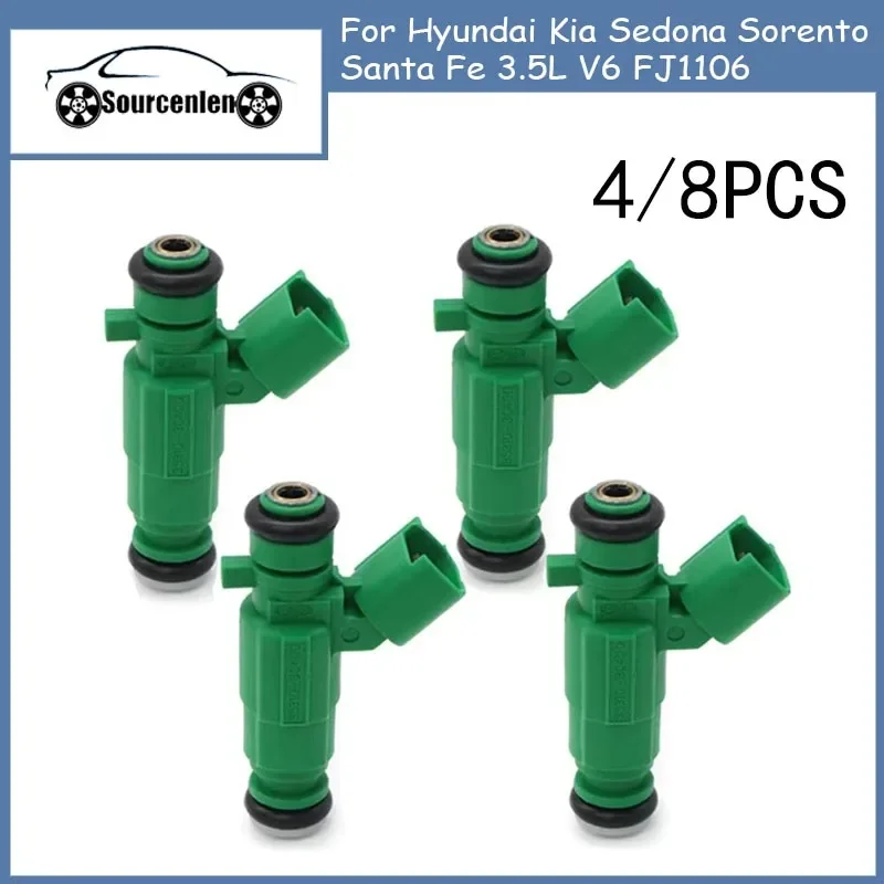 4-8pcs 35310-3C400 353103C400 Car Fuel Injector Nozzle for - Hyundai Kia Sedona Sorento Santa Fe 3.5L V6 FJ1106