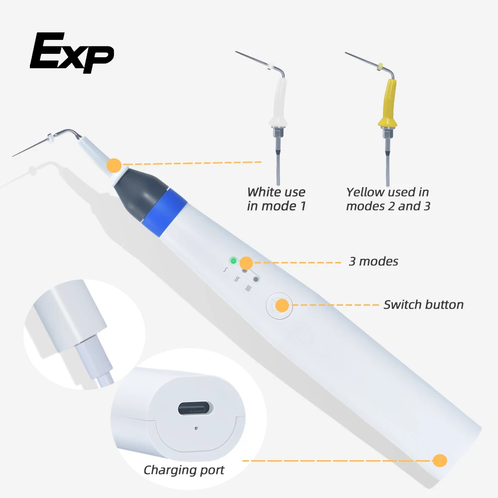 Exp Dental Gutta Percha Cutting Heating Pen With 2 Tips Gutta-Percha Cutting Type-c Charging Dentist Equipment Tool
