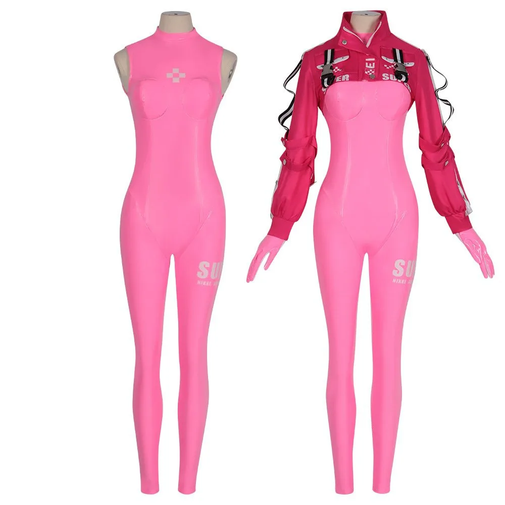 

Goddess of Victory Alice Cosplay Costume Pink Tight Bodysuit Venomous Snake Game Cosplay Outfit for Women