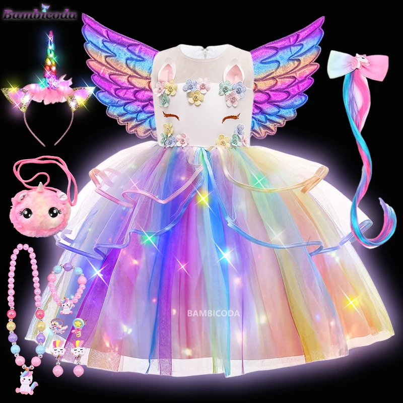 unicorn fairy dress Child Girl Unicorn Sequin Colorful Costume- SPOOKTACULAR main image 0
