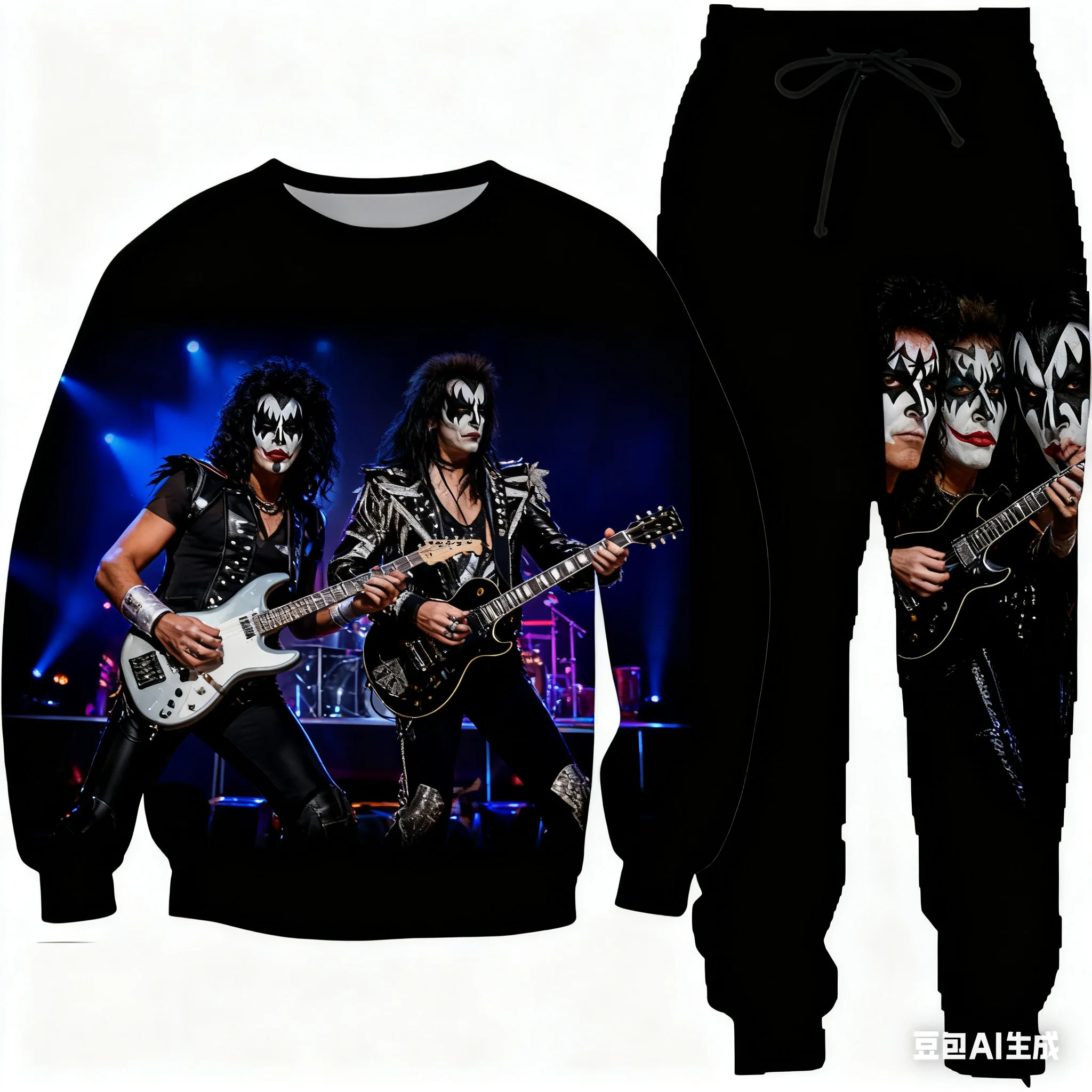 

Fashion Popular Singer KISS Men Women Fashion 3D Printing Man Casual Sportswear Sweatshirt Jogging Pants 2Pcs Sets