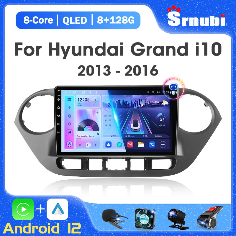 

2 Din Android 12 Автомобильный радиоприемник Multimidia Видеоплеер для Hyundai Grand I10 2013-2016 Навигация 4G GPS Автомобильная стереосистема Carplay