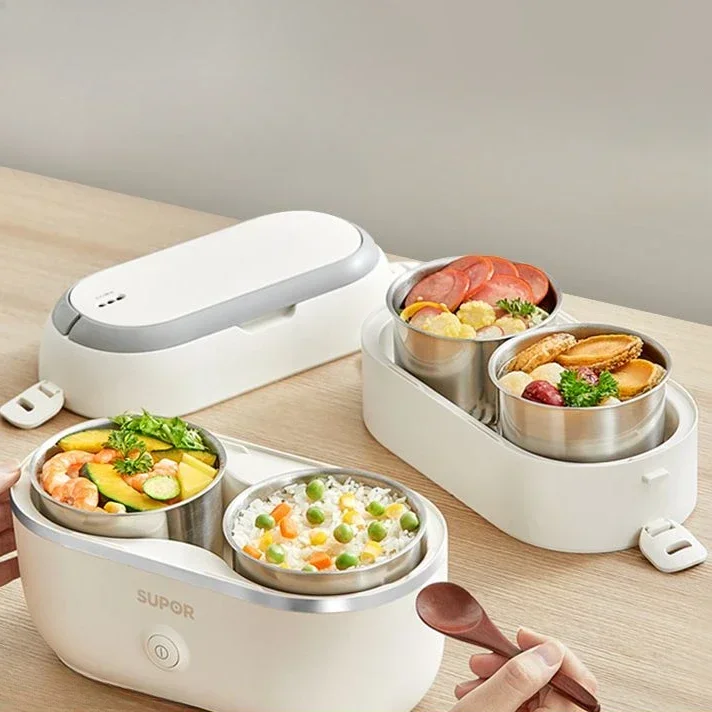 Heating lunch box - Can be plugged in. For office workers. Keep warm with electric steaming. Self-heating lunch box. Portable.