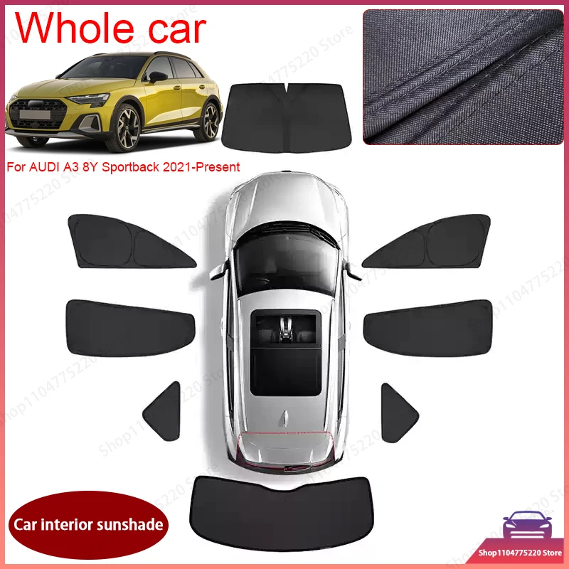

Car Black Windows Privacy Sunshade For AUDI A3 8Y 2021-2026 Auto Anti-UV Heat Insulation Protect Cover Interior Accessories