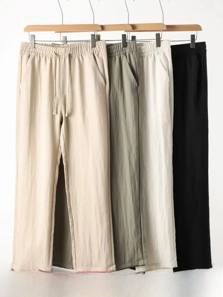 Italian Minimalist Style Men's Casual Pants Lenzing Lyocell Blend Breathable Skin-Friendly Versatile Straight Leg Casual Trou...