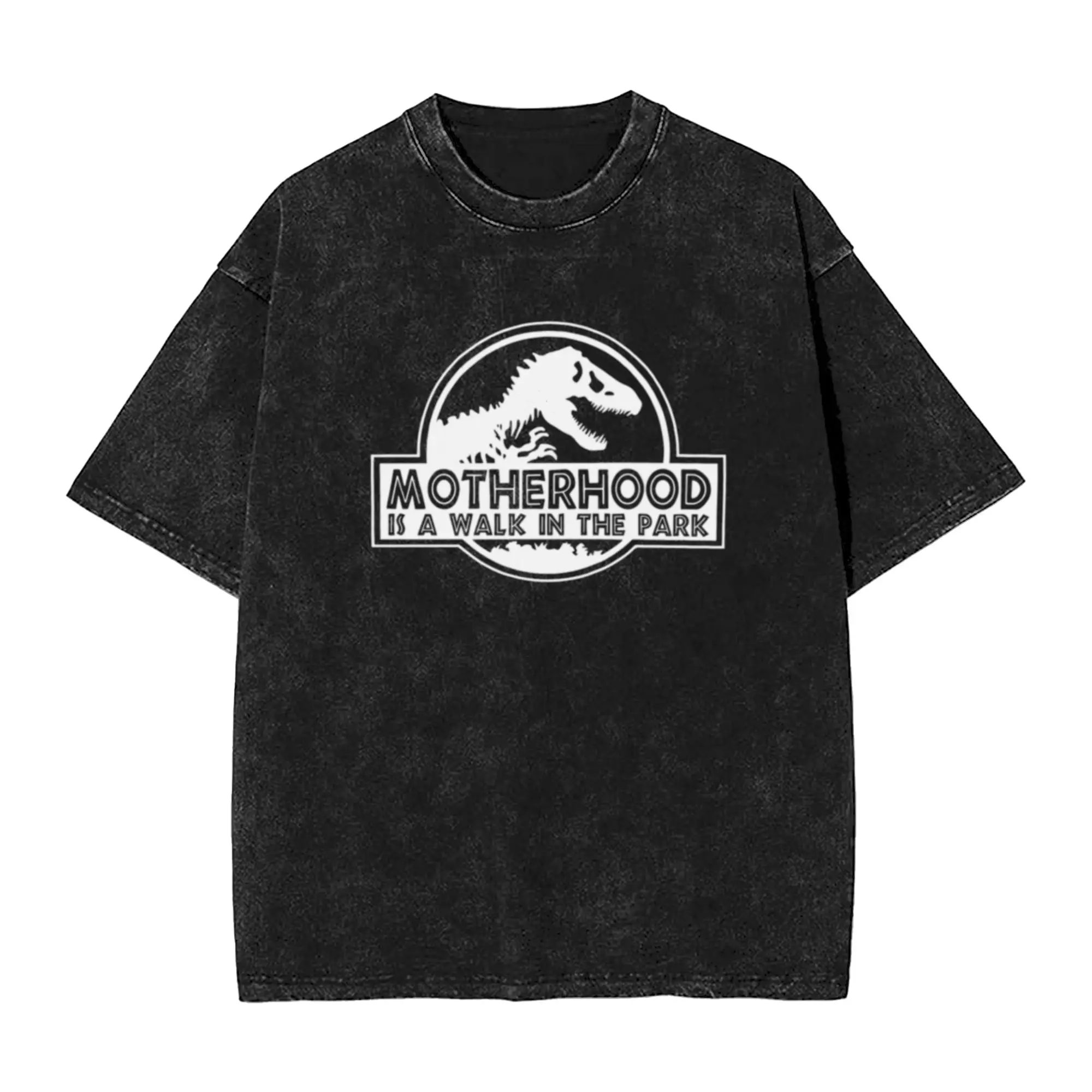 Motherhood Is A Walk In The Park  Mother s Day  Jurassic A T-Shirt Oversized Short Sleeve Men's Women's Cotton Tees Tops