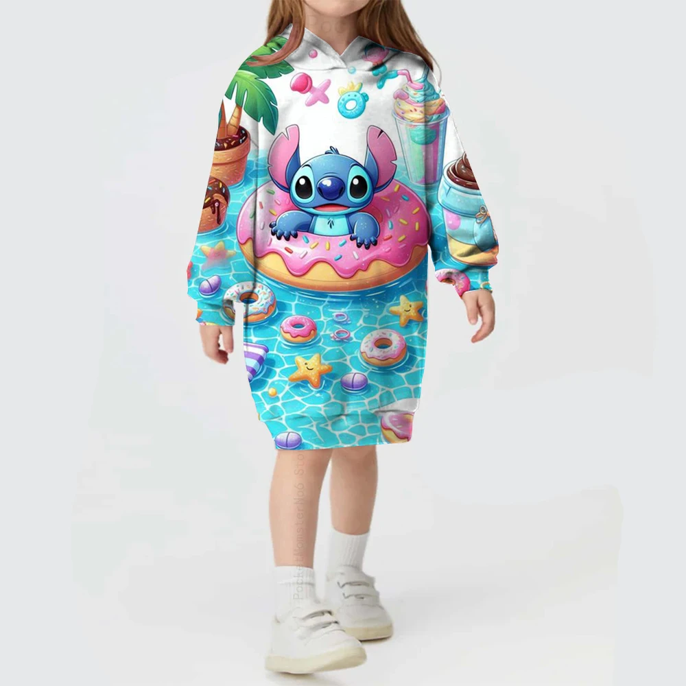 Sudadera con capucha bonita de manga larga para otoño e invierno para niñas, falda con capucha holgada y cómoda con estampado de punto de Disney para Navidad