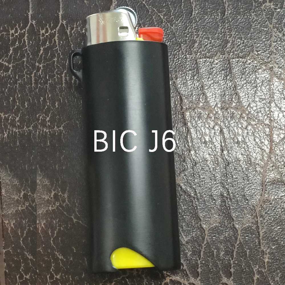 BIC J6 大型ライター用ブラックメタルケース装飾シェル保護カバー
