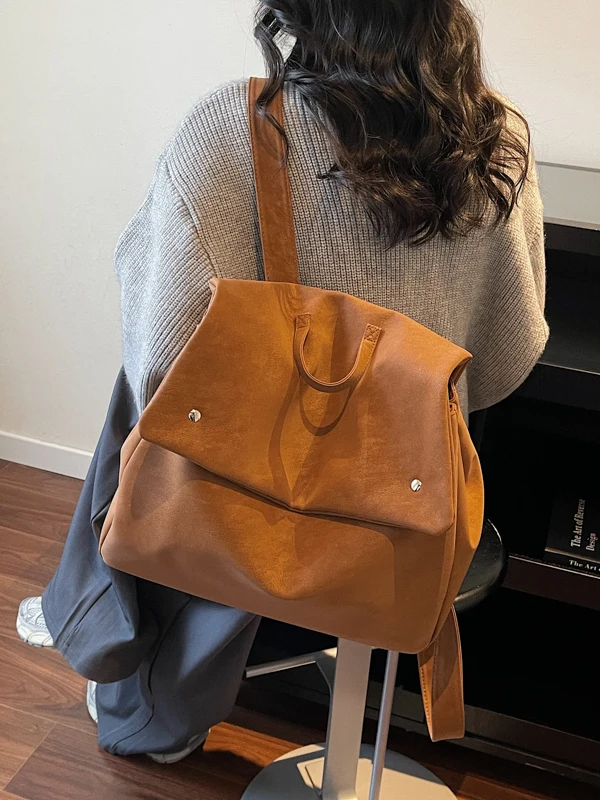 

Ретро-рюкзак для женщин большой вместимости, повседневный городской модный рюкзак-книжка, трендовая новинка 2025 года, стильная сумка через плечо с двойными лямками