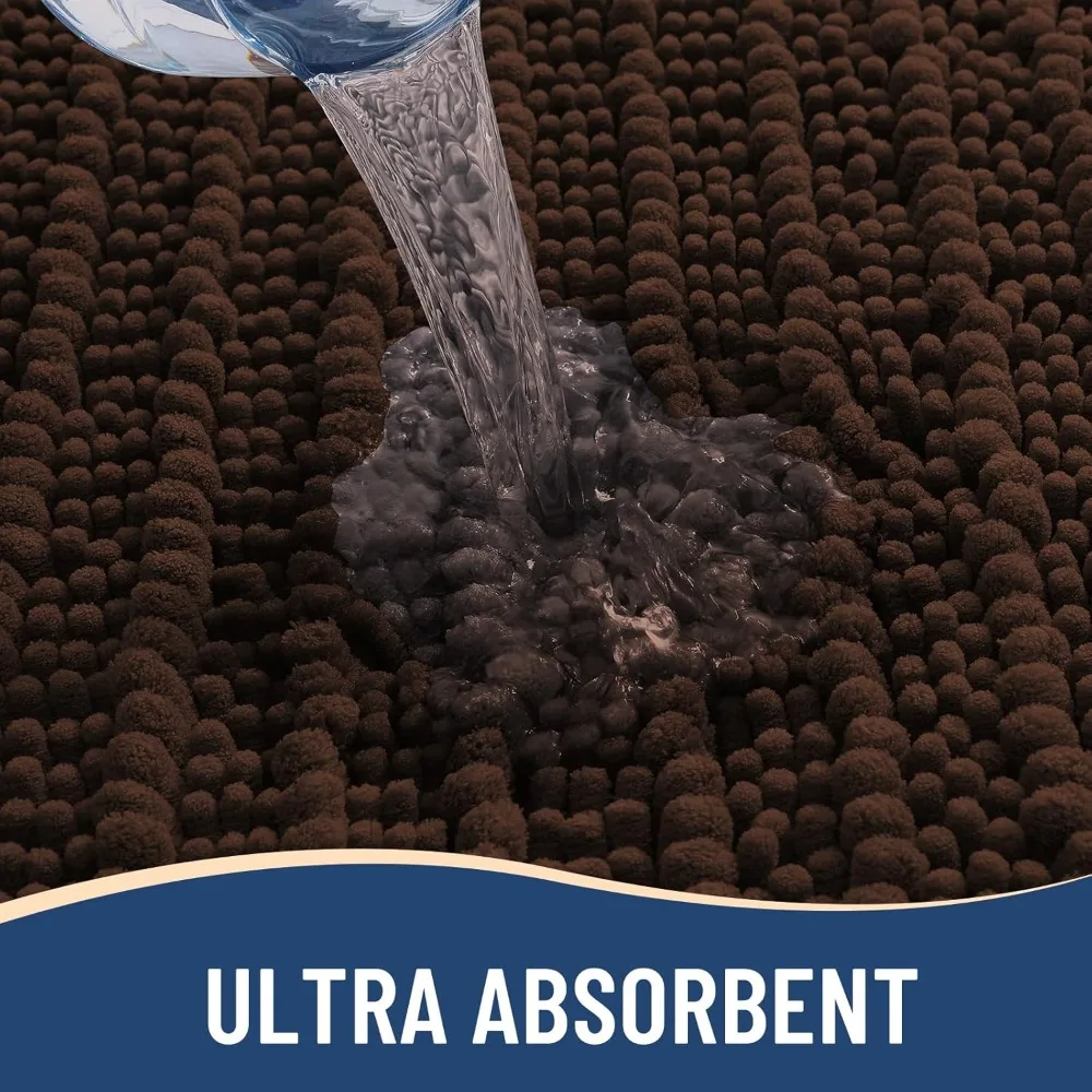 سجادة حمام شانيل فاخرة، ناعمة للغاية وسميكة ماصة وغير قابلة للانزلاق وقابلة للغسل في الغسالة، 40 × 24 بني