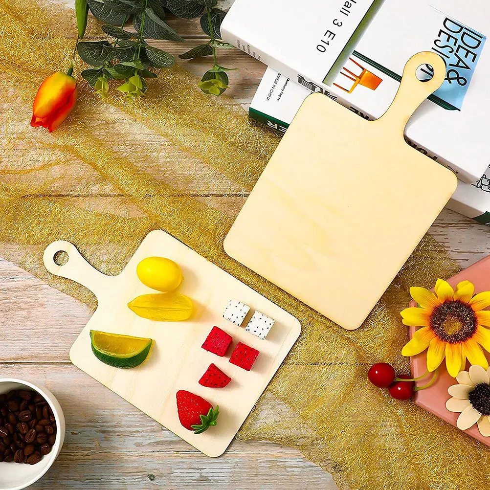 

6Pcs Miniature Cutting Boards Blank Wood Cutting Board Set for Kindergarten Plaything DIY Serving Tray Household Mini Chopping