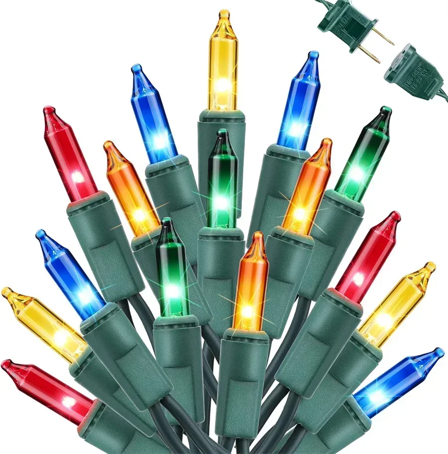 

7M 100 Count Mini Christmas Fairy Light Outdoor Incandescent Bulb Mini String Light for Christmas Tree Garland Party Decor