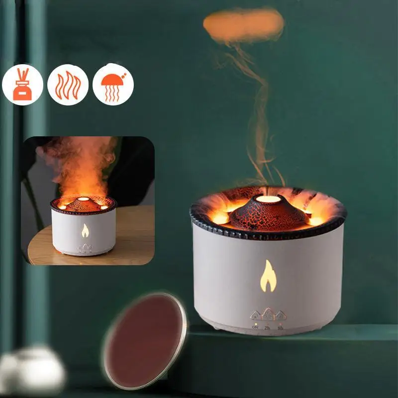 NEW Portable  Diffuser, 1 Piece 360ML Air Humidifier with Cute Smoke Ring Night Light Lamp, Desktop Fragrance Diffuser, Essent