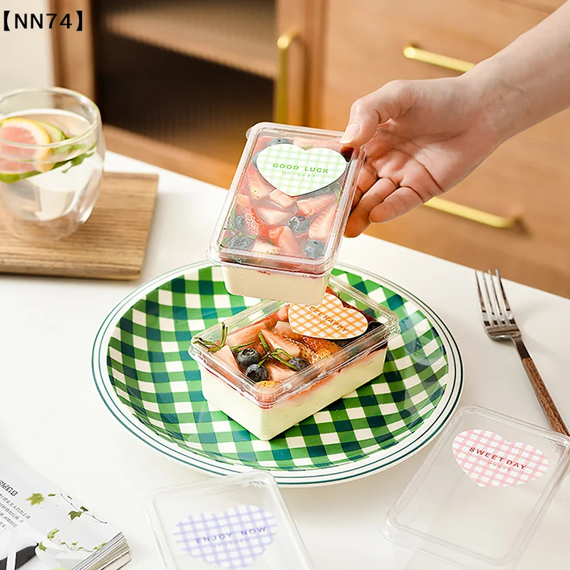 10Pcs Transparent Dessert Box With Lids Plastic Hinged Takeout Containers Food Packaging Boxes For Cakes Cookies Salad Food[J]