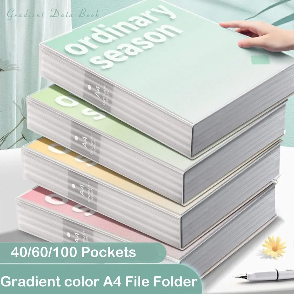 40/60/100 Pockets A4 File Folder Bag Waterproof Large Capacity A4 File Organizer Gradient color Document Folder Business