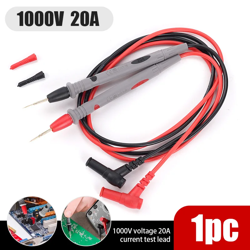 

1000V 20A Gold Plated Copper Current Voltmeter Tester Wire Universal Multimeter Probe Test Lead Needle Pin Wire Pen Cable Kit