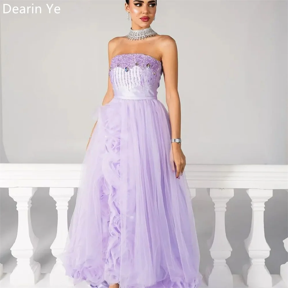 Formal Gown Evening Dearin Strapless A-line Floor Length Skirts Draped Contoured Bespoke Occasion Dresses Prom Dress Saudi Arabi