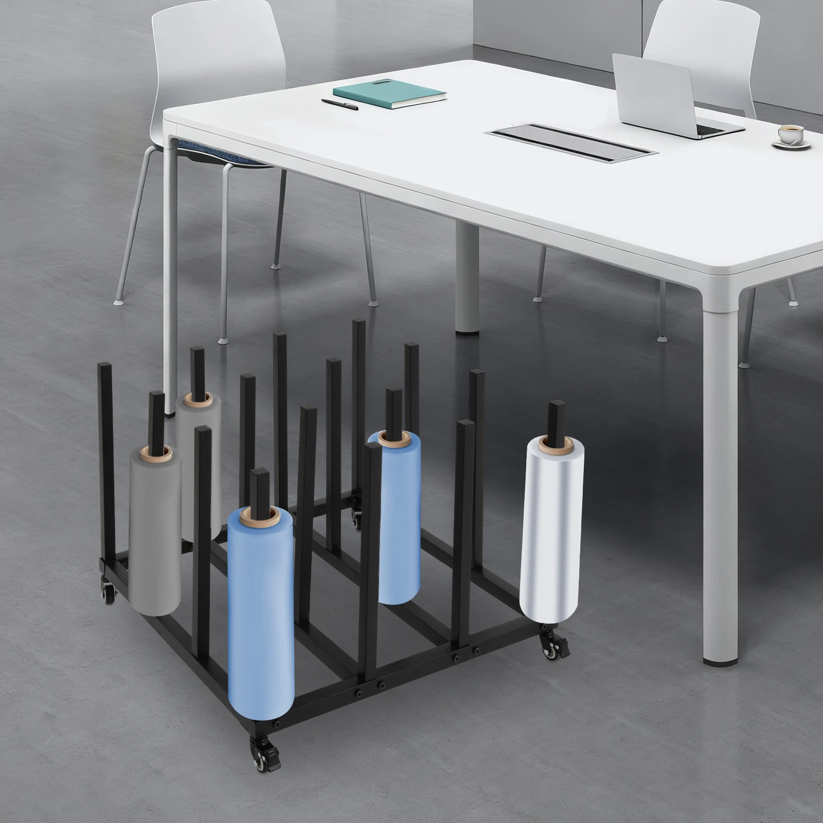 

Черный утюг 70*54 см, мобильная стойка для хранения, 16 бар, тележка для хранения файлов с тормозным колесом, высокая несущая способность, 110 фунтов