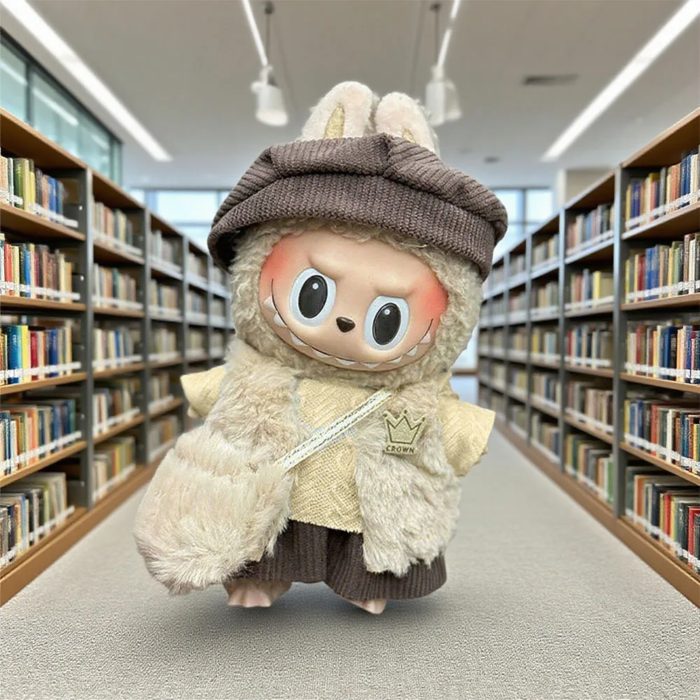 

Для куклы Labubu Bunny, милый вязаный комплект аксессуаров с шапкой с кроличьими ушками и свитер в форме сердца для коллекционеров игрушек