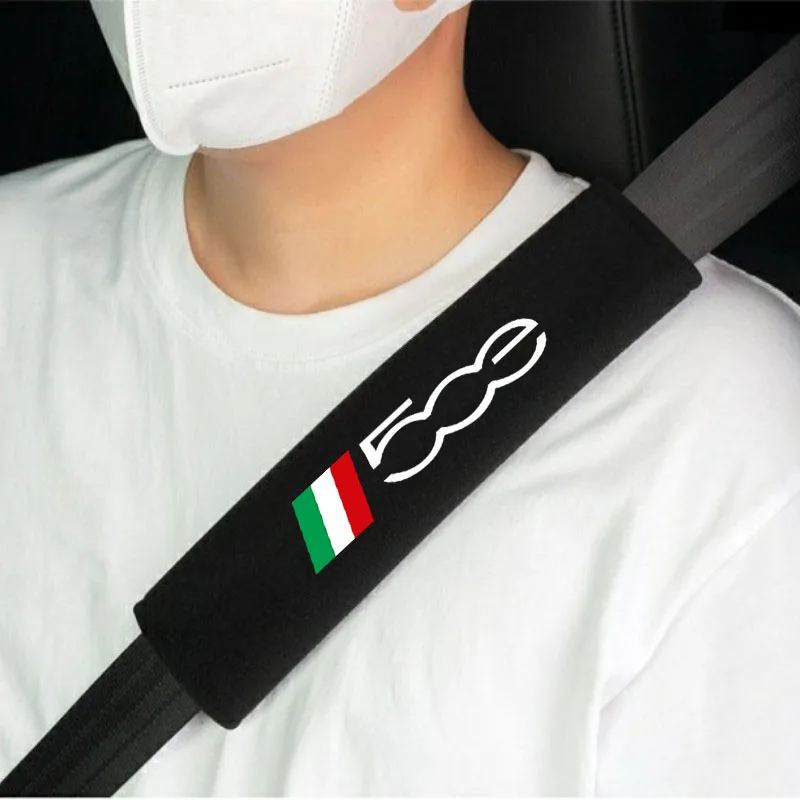 2pcs Cotton Car Seat Belt Safety Belt Shoulder Protector Cover For Fiat Abarth 500 e 500e Car Accessoriese