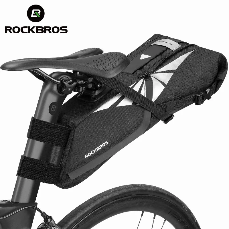 ROCKBROS Bicycle Tail Bag Large Capacity Waterproof Saddle Seatpost Cycling Bag MTB Road Foldable Trunk Pocket Rear Bike Bags