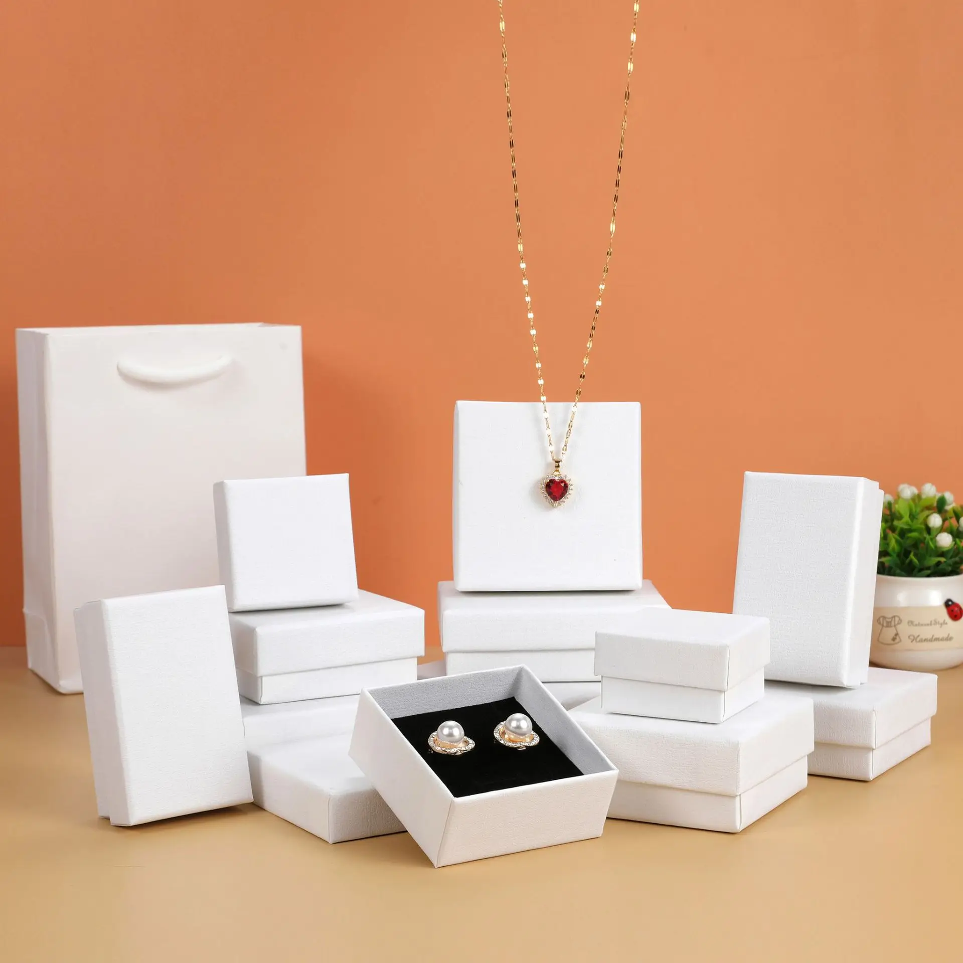 12-Pack White Paper Jewelry Gift Boxes
