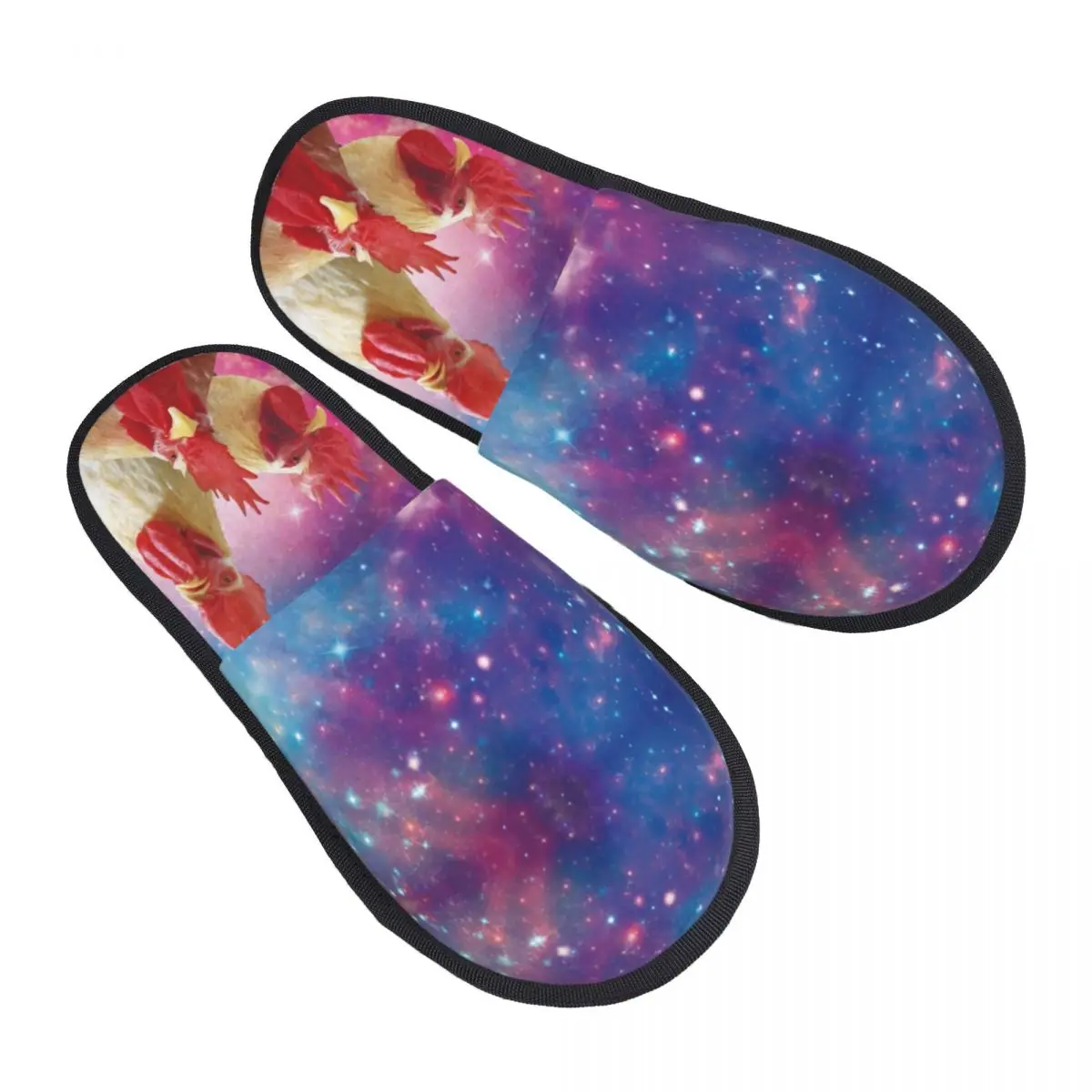 Custom Print Women Cosmic Rooster House Slippers Cozy Warm Memory Foam Fluffy Slipper Indoor Outdoor Shoes